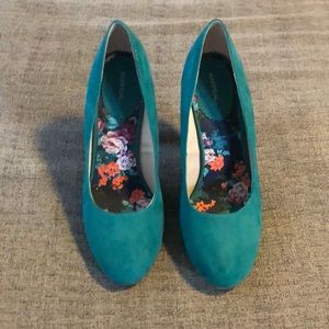 Teal Faux Suede Pumps